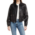 Womens Black Bomber Leather Jacket