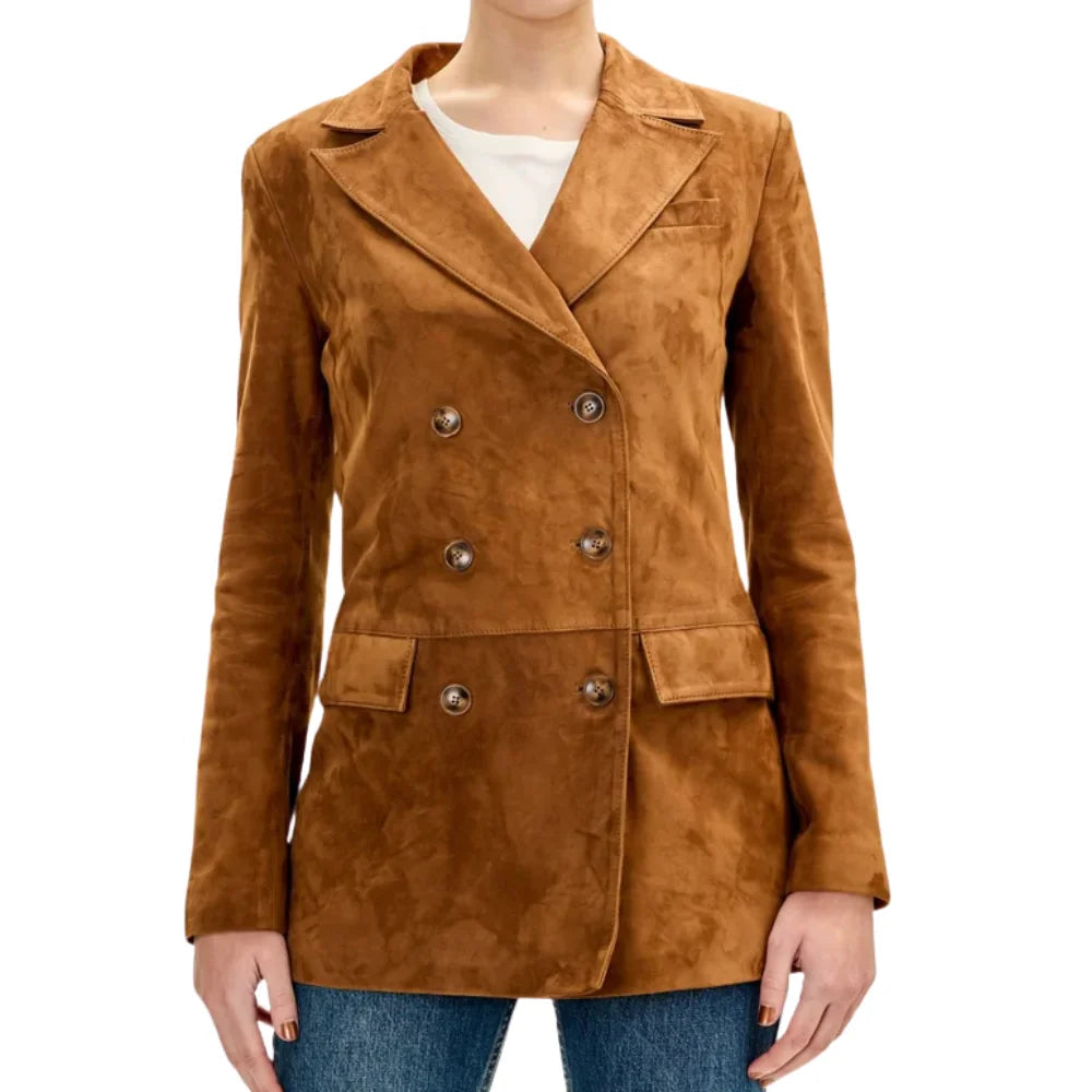 LambskinLeatherSuedeDoubleBreastedJacket