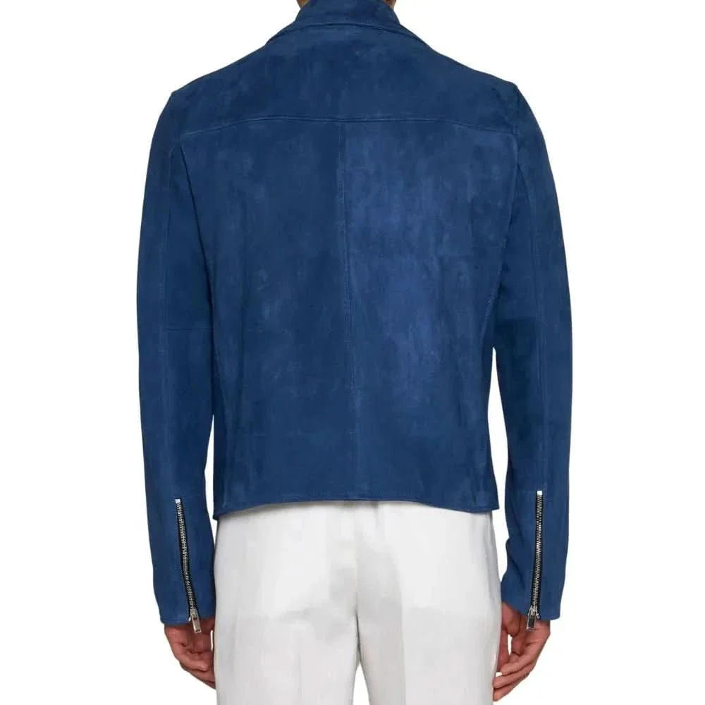 Mens-Blue-Suede-Leather-Biker