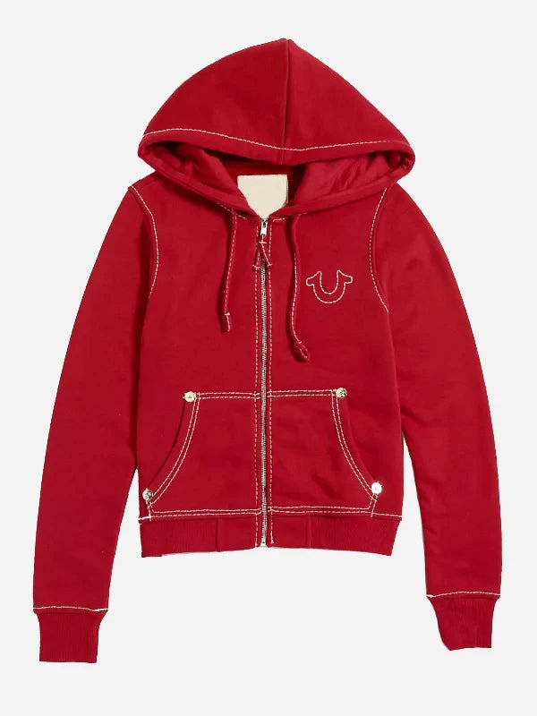 True-Religion-Big-T-Logo-Red-Zip-Hoodie