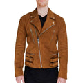 Men's Brown Moto Suede Leather Jacket